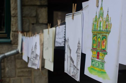 Studenti se nezalekli ani kreslení v dešti (28)